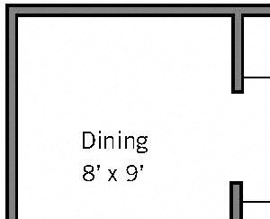 2C - 2 Bedroom 1 Bath Floor Plan Layout - 1053 Square Feet